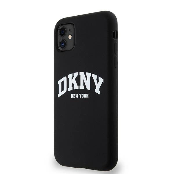 DKNY Liquid Silicone White Printed Logo MagSafe Case for iPhone 11/Xr - Black