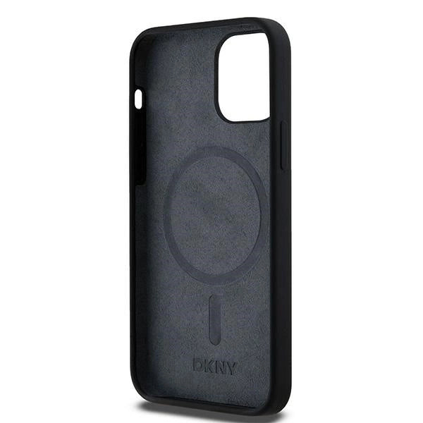 DKNY Liquid Silicone White Printed Logo MagSafe Case for iPhone 12/12 Pro - Black