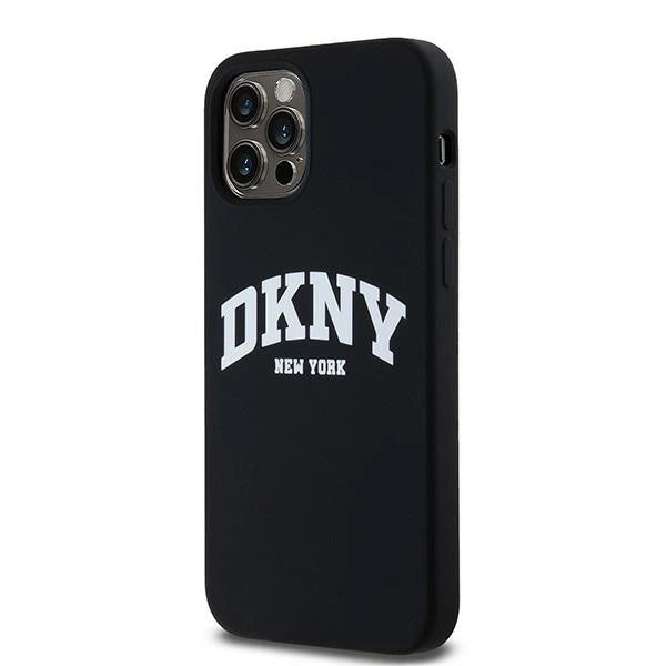 DKNY Liquid Silicone White Printed Logo MagSafe Case for iPhone 12/12 Pro - Black