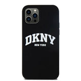 DKNY Liquid Silicone White Printed Logo MagSafe Case for iPhone 12/12 Pro - Black