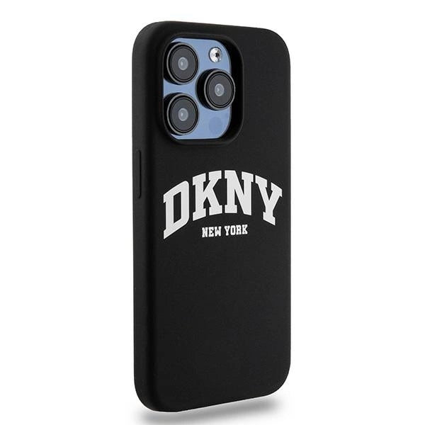 DKNY Liquid Silicone White Printed Logo MagSafe Case for iPhone 13 Pro / 13 - Black