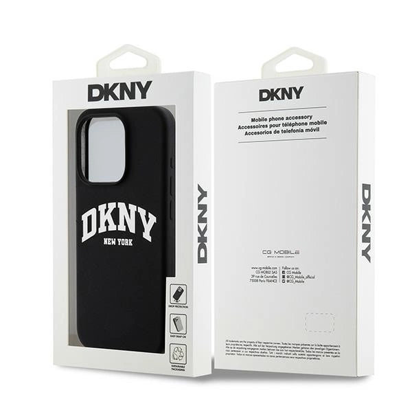 DKNY Liquid Silicone White Printed Logo MagSafe Case for iPhone 13 Pro / 13 - Black