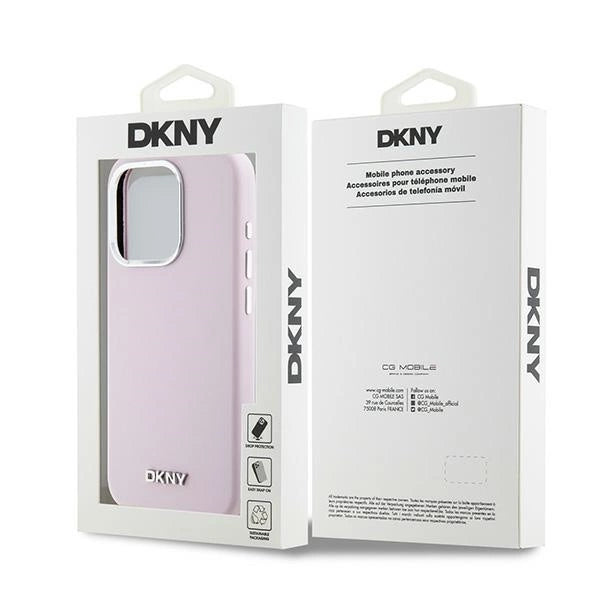 DKNY Liquid Silicone Small Metal Logo MagSafe case for iPhone 14 Pro - pink