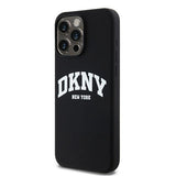 DKNY Liquid Silicone White Printed Logo MagSafe iPhone 14 Pro Max Case - Black