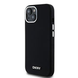 DKNY Liquid Silicone Small Metal Logo MagSafe Case for iPhone 15 Plus / 14 Plus - Black