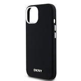 DKNY Liquid Silicone Small Metal Logo MagSafe Case for iPhone 15 Plus / 14 Plus - Black