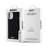 DKNY Liquid Silicone Small Metal Logo MagSafe Case for iPhone 15 Plus / 14 Plus - Black