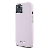 DKNY Liquid Silicone Small Metal Logo MagSafe Case for iPhone 15 Plus / 14 Plus - Pink
