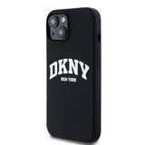 DKNY Liquid Silicone White Printed Logo MagSafe Case for iPhone 15 Plus / 14 Plus - Black