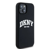 DKNY Liquid Silicone White Printed Logo MagSafe Case for iPhone 15 Plus / 14 Plus - Black