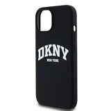 DKNY Liquid Silicone White Printed Logo MagSafe Case for iPhone 15 Plus / 14 Plus - Black