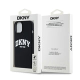 DKNY Liquid Silicone White Printed Logo MagSafe Case for iPhone 15 Plus / 14 Plus - Black