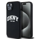 DKNY Liquid Silicone White Printed Logo MagSafe Case for iPhone 15 / 14 / 13 - Black