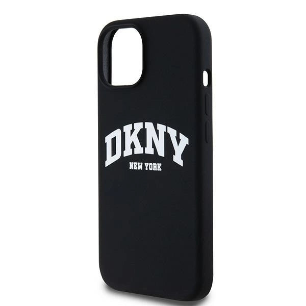 DKNY Liquid Silicone White Printed Logo MagSafe Case for iPhone 15 / 14 / 13 - Black
