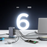 Joyroom JR-TCM02 Multiport GaN Charger 65W EU 4x USB-C 2x USB-A - Dark Gray