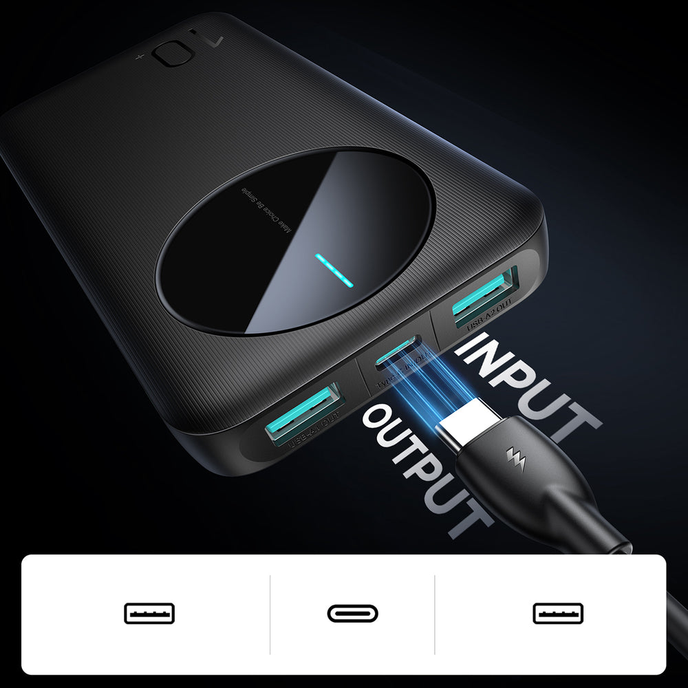 Powerbank Joyroom JR-PBF12 10000mAh 2.4A 2x USB-A 1x USB-C - sort