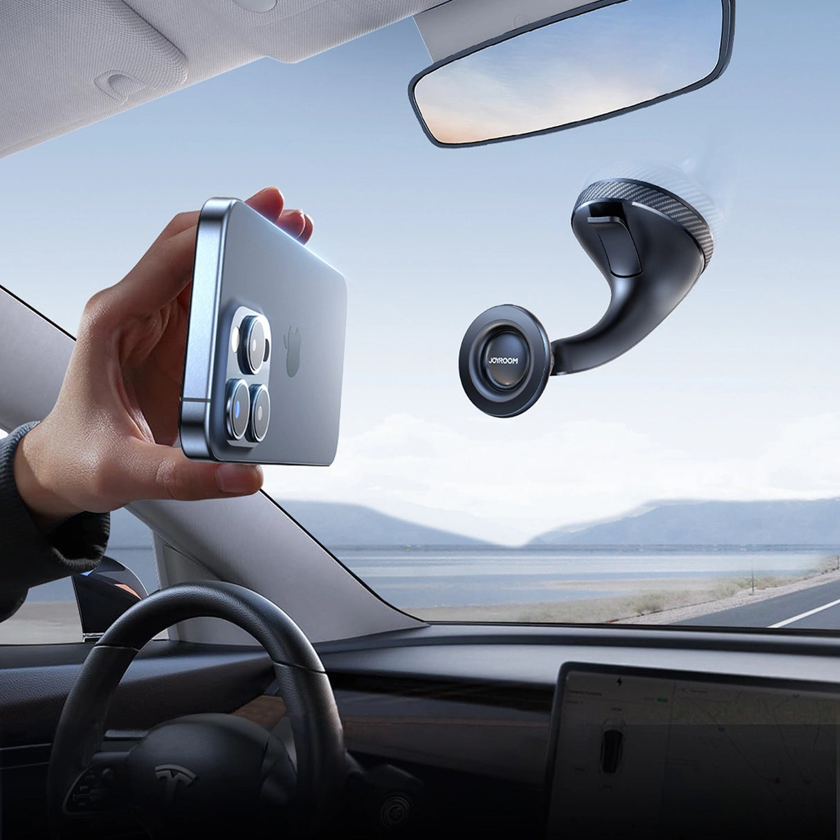 Joyroom JR-ZS406 magnetisk bilholder til forrude / cockpit - sort