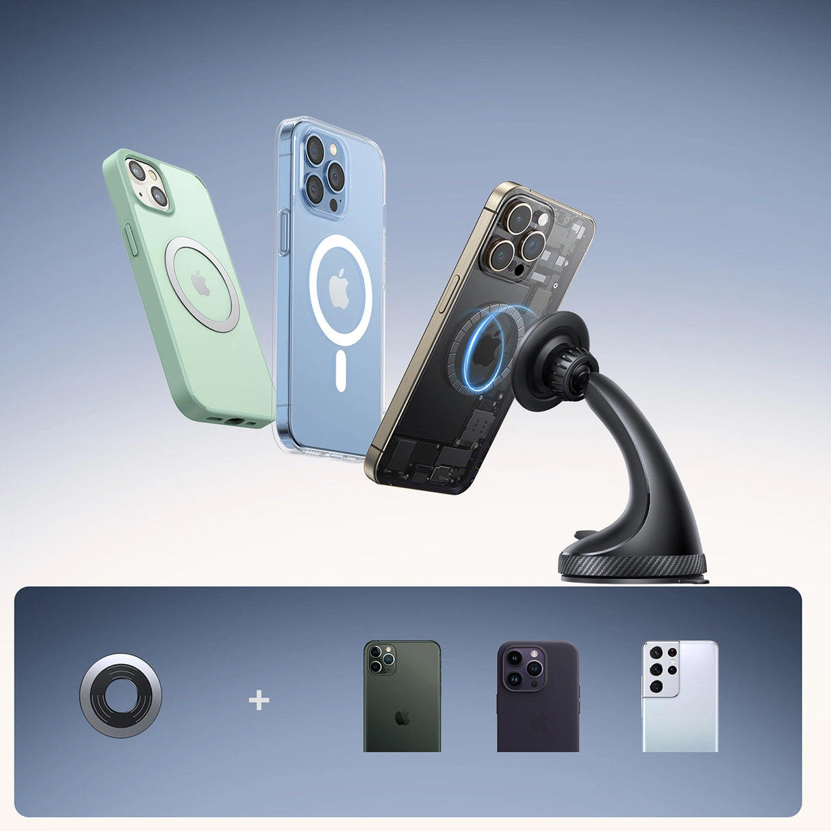 Joyroom JR-ZS406 magnetisk bilholder til forrude / cockpit - sort