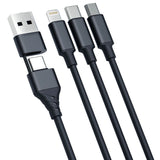 3mk Hyper Cable 3in1 USB-A - USB-C / USB-C - micro USB - Lightning 1,5m - sort