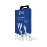 3mk Hyper Cable 3in1 USB-A - USB-C / USB-C - micro USB - Lightning 1,5m - hvid