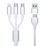 3mk Hyper Cable 3in1 USB-A - USB-C / USB-C - micro USB - Lightning 1,5m - hvid