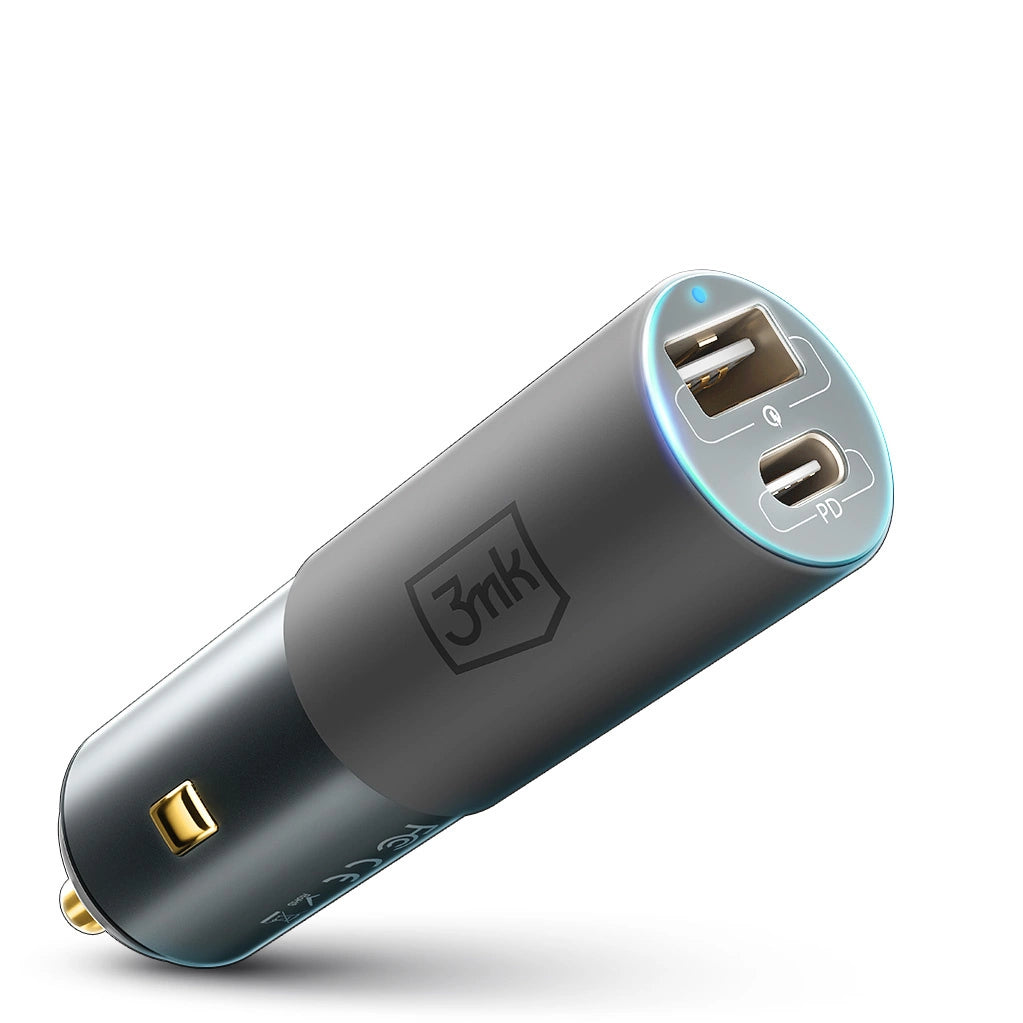 3mk Hyper Car Charger USB-C USB-A 100W - sølv