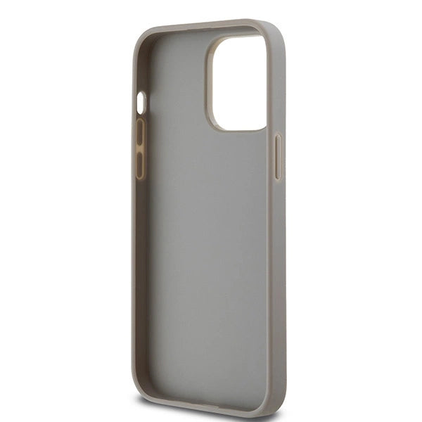 DKNY Leather Mono Stripe & Metal Logo case for iPhone 14 Pro - beige