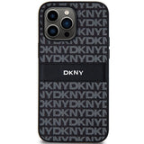 DKNY Leather Mono Stripe & Metal Logo case for iPhone 14 Pro - black