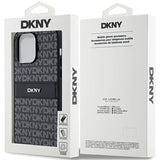 DKNY Leather Mono Stripe & Metal Logo case for iPhone 14 Pro - black