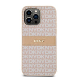 DKNY Leather Mono Stripe & Metal Logo case for iPhone 14 Pro - pink