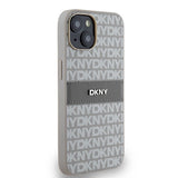 DKNY Leather Mono Stripe & Metal Logo case for iPhone 15 / 14 / 13 - beige