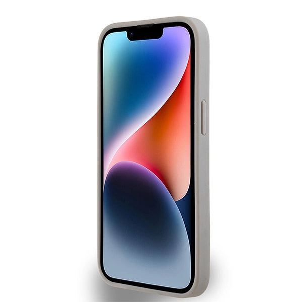 DKNY Leather Mono Stripe & Metal Logo case for iPhone 15 / 14 / 13 - beige