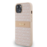 DKNY Leather Mono Stripe & Metal Logo case for iPhone 15 / 14 / 13 - pink