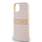 DKNY Leather Mono Stripe & Metal Logo case for iPhone 15 / 14 / 13 - pink