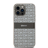 DKNY Leather Mono Stripe & Metal Logo case for iPhone 14 Pro Max - beige