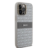 DKNY Leather Mono Stripe & Metal Logo case for iPhone 14 Pro Max - beige