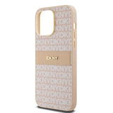 DKNY Leather Mono Stripe & Metal Logo case for iPhone 14 Pro Max - pink