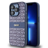 DKNY Leather Mono Stripe & Metal Logo case for iPhone 15 Pro - blue