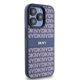DKNY Leather Mono Stripe & Metal Logo case for iPhone 15 Pro - blue