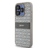 DKNY Leather Mono Stripe & Metal Logo case for iPhone 15 Pro - beige
