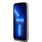 DKNY Leather Mono Stripe & Metal Logo case for iPhone 15 Pro - beige