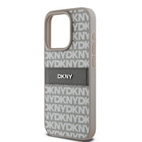 DKNY Leather Mono Stripe & Metal Logo case for iPhone 15 Pro - beige