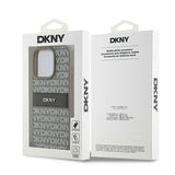 DKNY Leather Mono Stripe & Metal Logo case for iPhone 15 Pro - beige