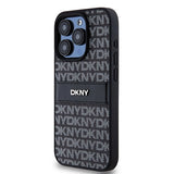 DKNY Leather Mono Stripe & Metal Logo case for iPhone 15 Pro - black