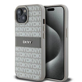 DKNY Leather Mono Stripe & Metal Logo case for iPhone 15 Plus / 14 Plus - beige
