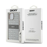DKNY Leather Mono Stripe & Metal Logo case for iPhone 15 Plus / 14 Plus - beige