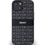 DKNY Leather Mono Stripe & Metal Logo Case for iPhone 15 Plus / 14 Plus - Black