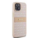 DKNY Leather Mono Stripe & Metal Logo Case for iPhone 15 Plus / 14 Plus - Pink