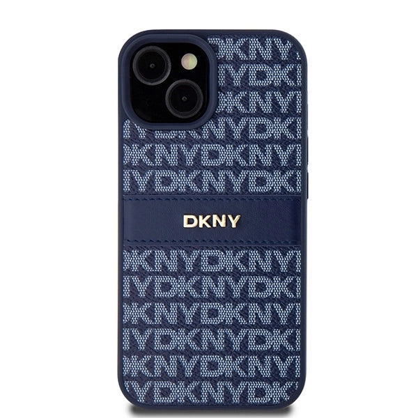 DKNY Leather Mono Stripe & Metal Logo case for iPhone 15 / 14 / 13 - blue