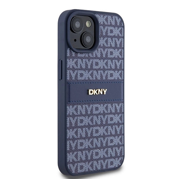 DKNY Leather Mono Stripe & Metal Logo case for iPhone 15 / 14 / 13 - blue
